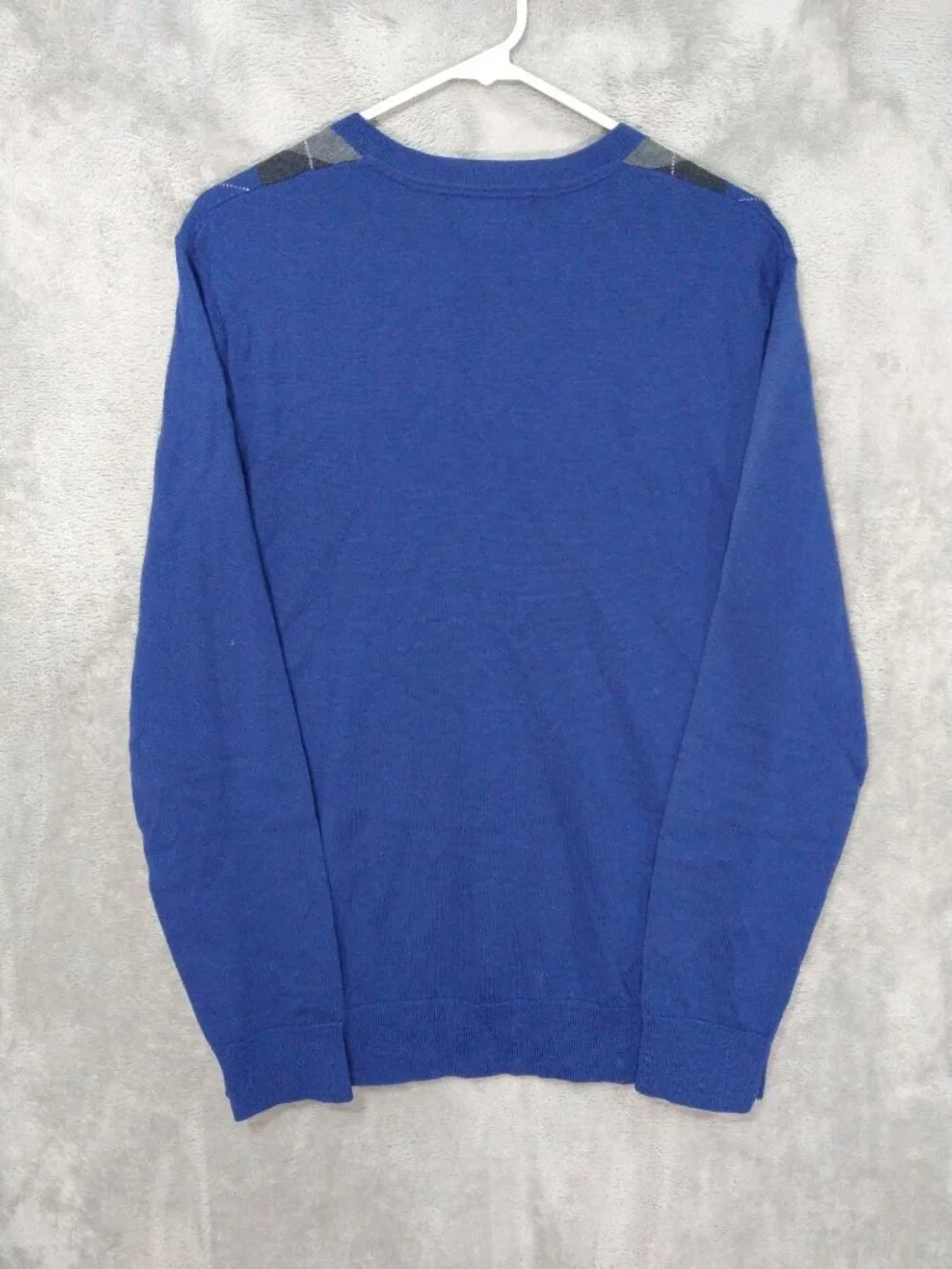 Banana Republic Sweater Mens Large Blue Argyle Merino Wool V Neck Pullover